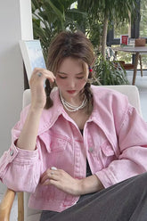 Loose Cute Peter Pan Collar Style Denim Jacket